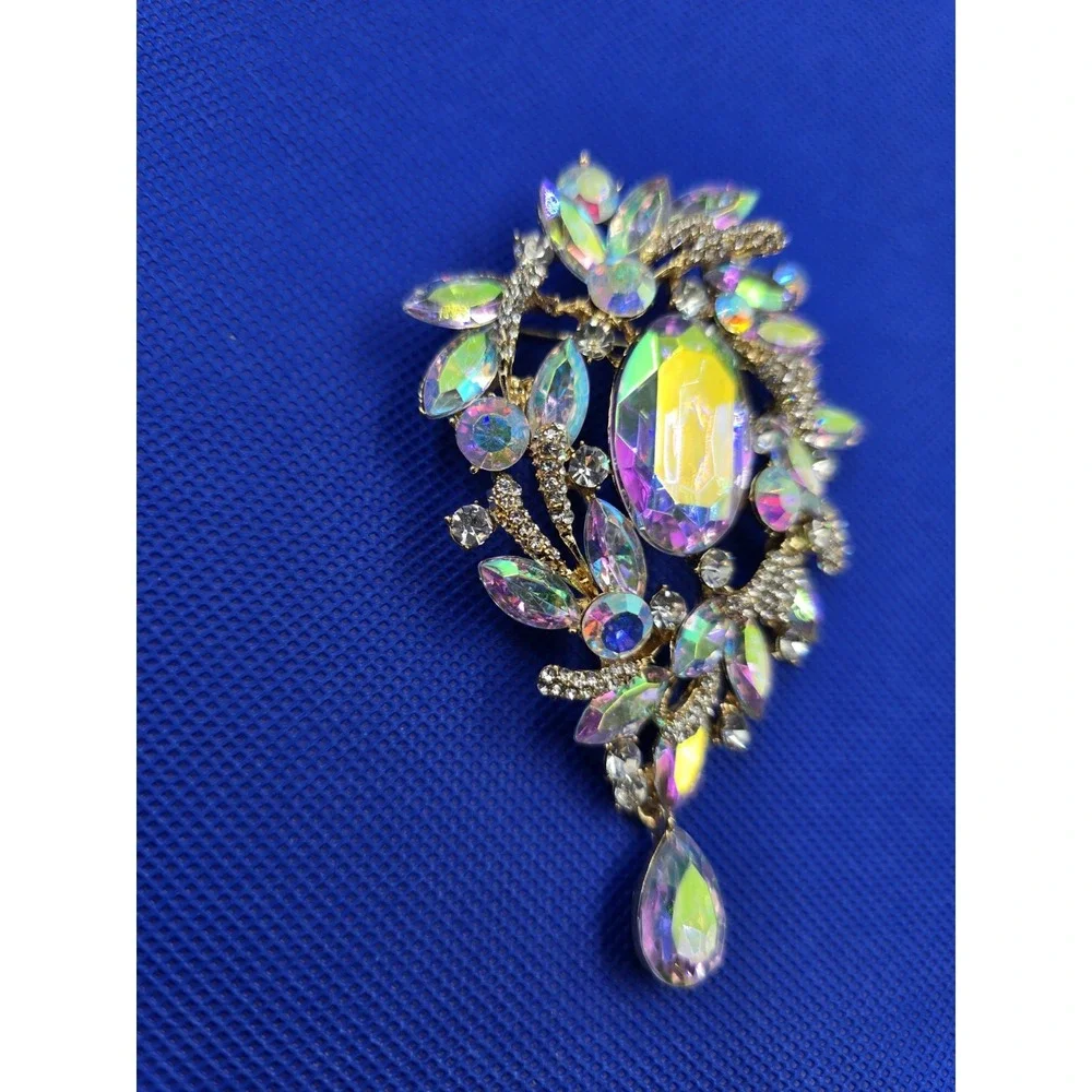 Retro‎ Shiny Glass Rhinestone Alloy Brooch, Exaggerated Coat Accessories Pin